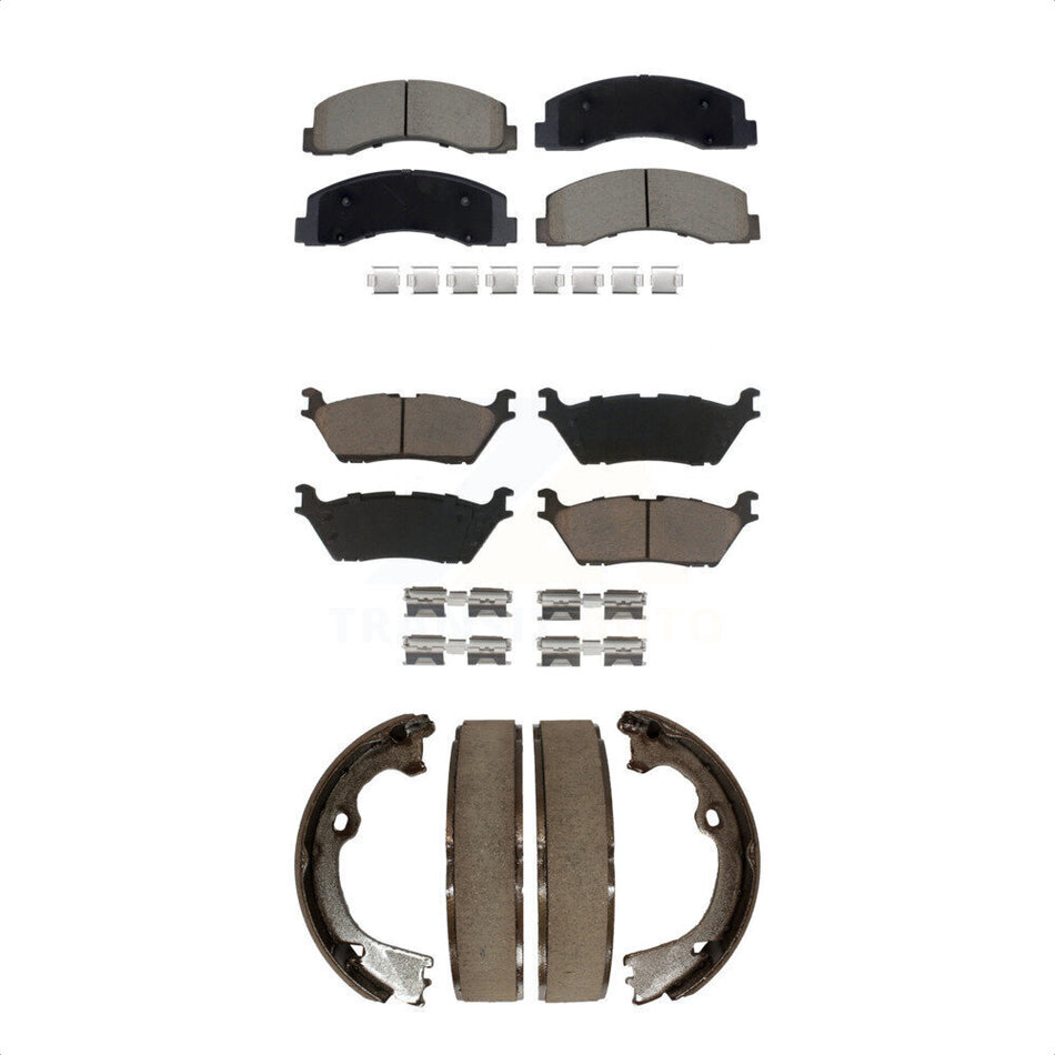 Front Rear Ceramic Brake Pads Parking Shoe Kit For Ford F-150 With Electric KCN-100787