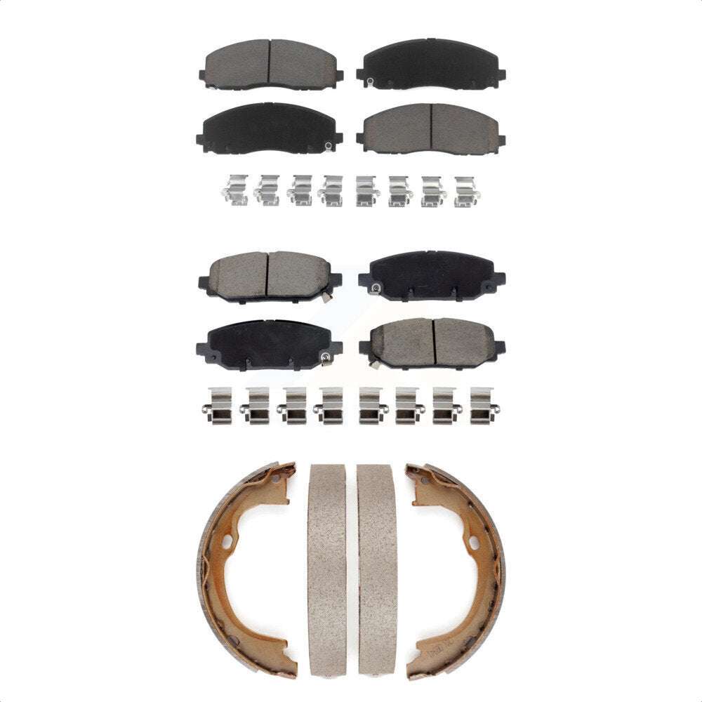 Front Rear Ceramic Brake Pads And Parking Shoes Kit For Jeep Wrangler KCN-100788