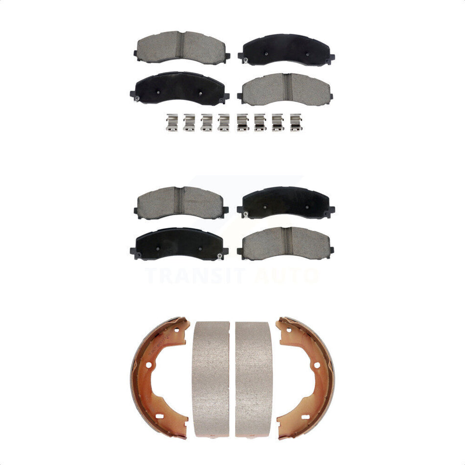 Front Rear Ceramic Brake Pads Parking Shoes Kit For 2021 Ram 3500 With Single Wheels KCN-100789