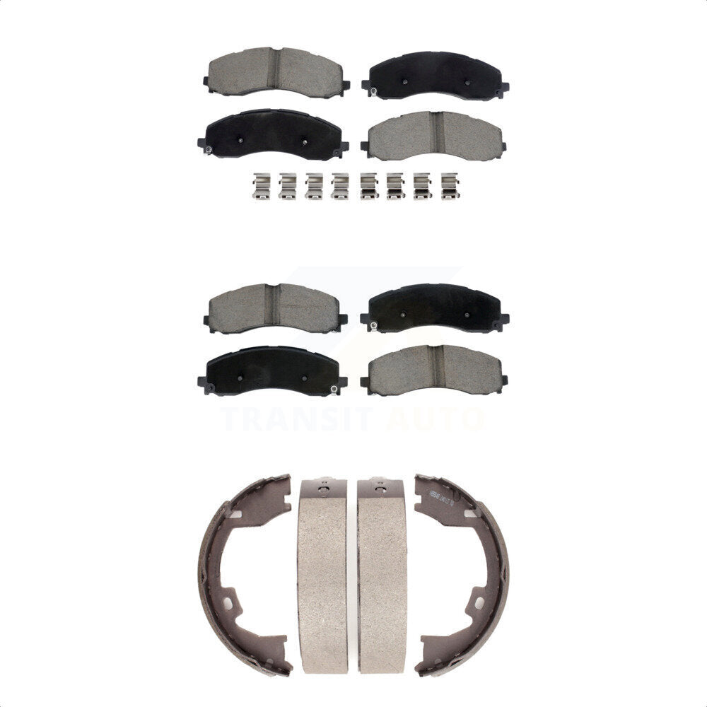 Front Rear Ceramic Brake Pads And Parking Shoes Kit For Ram 2500 3500 KCN-100790