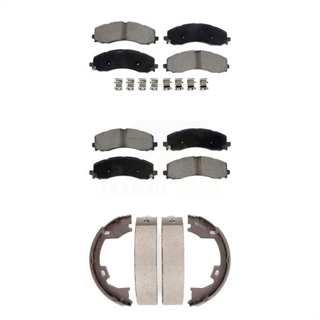 Front Rear Ceramic Brake Pads And Parking Shoes Kit For Ram 2500 3500 KCN-100790