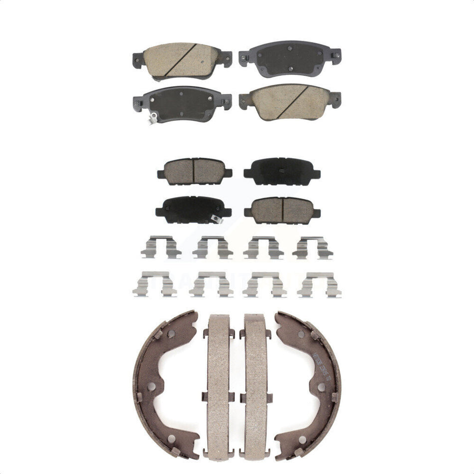 Front Rear Ceramic Brake Pads And Parking Shoes Kit For INFINITI G35 Q60 KCN-100794