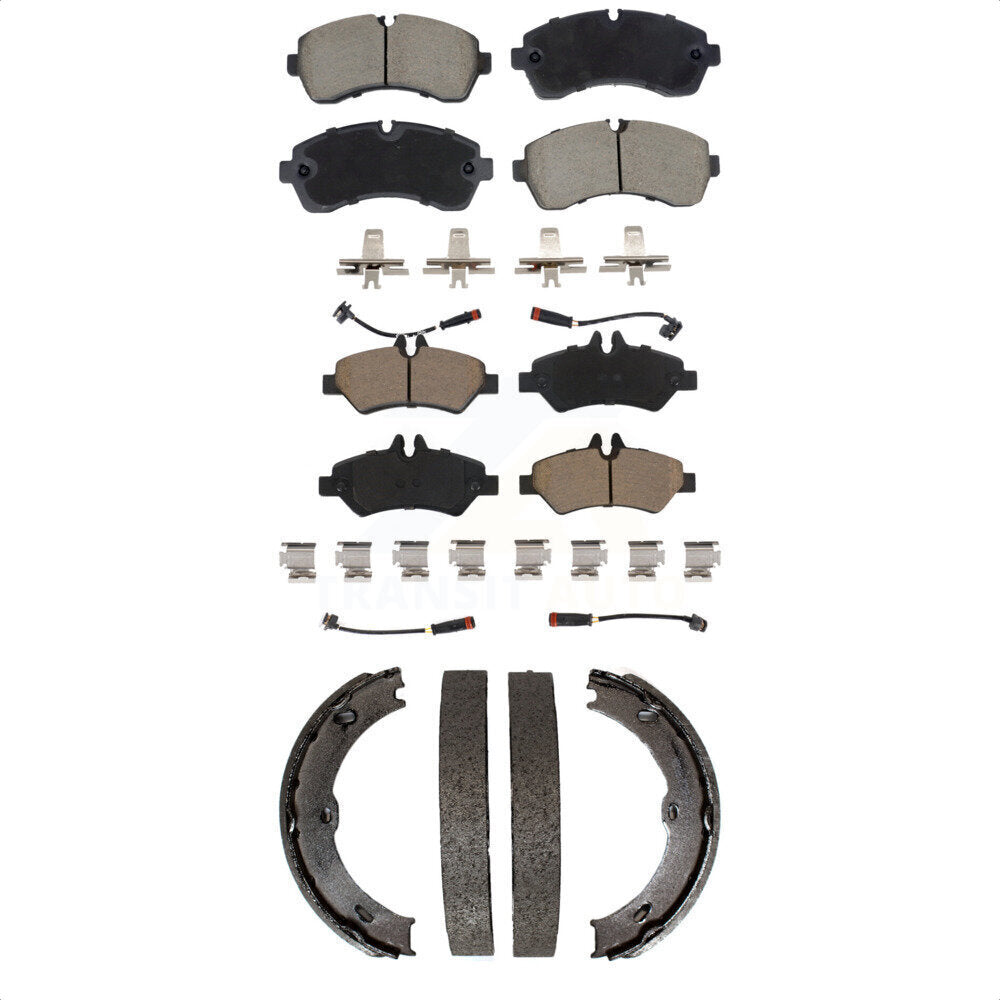 Front Rear Ceramic Brake Pads And Parking Shoes Kit For Sprinter 3500 Dodge Freightliner KCN-100795