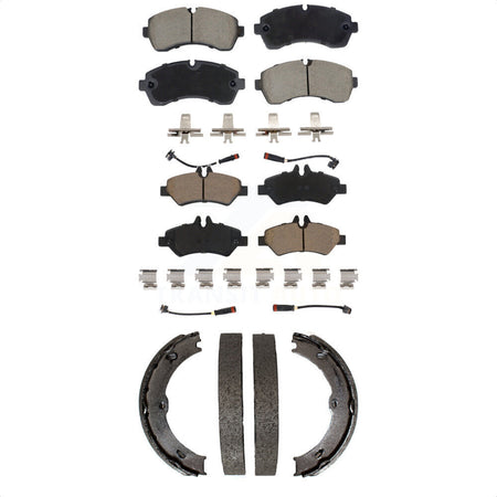Front Rear Ceramic Brake Pads And Parking Shoes Kit For Sprinter 3500 Dodge Freightliner KCN-100795
