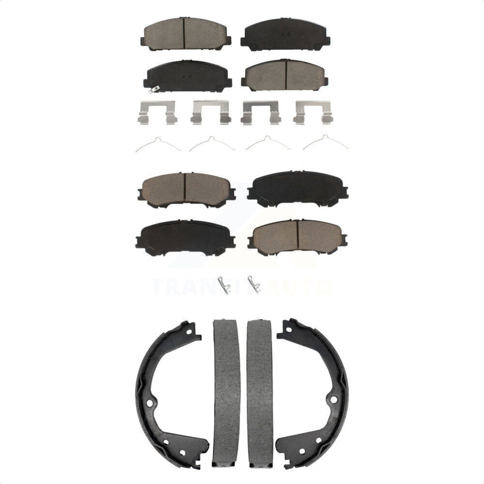 Front Rear Ceramic Brake Pads And Parking Shoes Kit For 2017-2023 Nissan TITAN KCN-100802