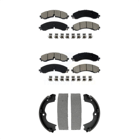 Front Rear Ceramic Brake Pads Parking Shoe Kit For GMC Chevrolet Sierra 2500 HD Silverado KCN-100803