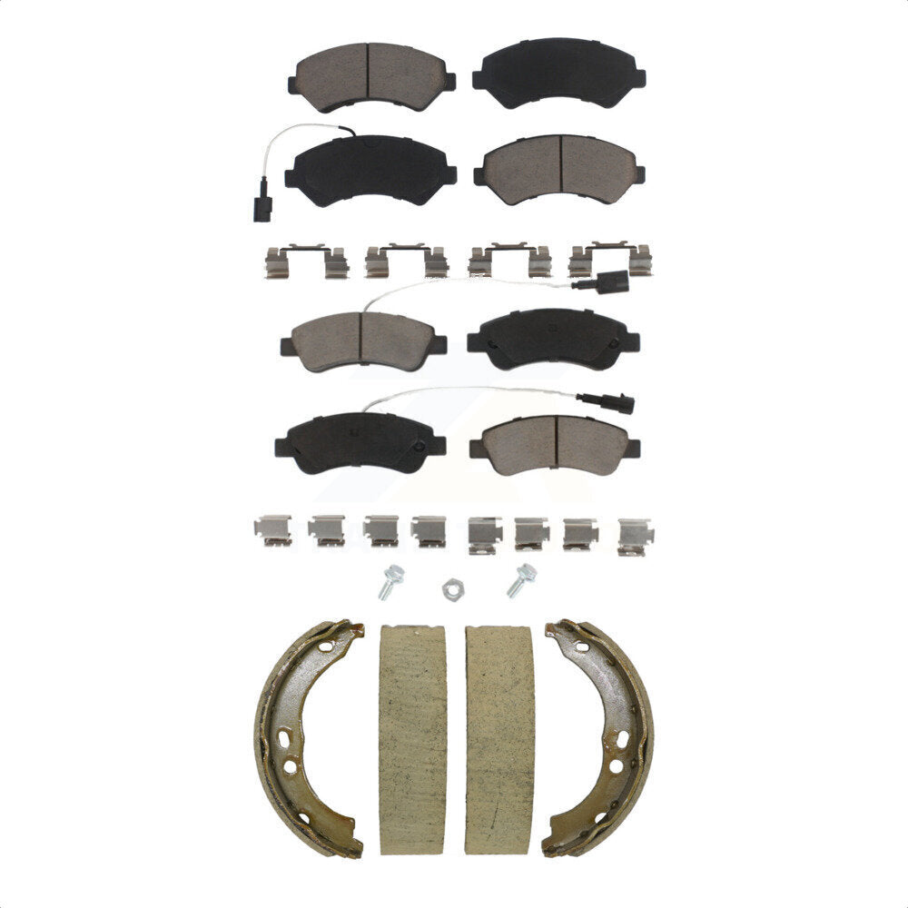 Front Rear Ceramic Brake Pads Parking Shoe Kit For 2014-2020 Ram ProMaster 2500 3500 1500 KCN-100805