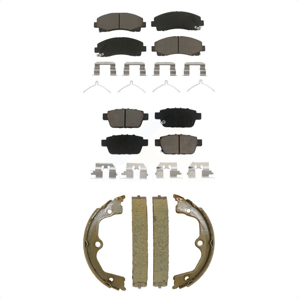 Front Rear Ceramic Brake Pads And Parking Shoes Kit For 2009-2014 Acura TL KCN-100806