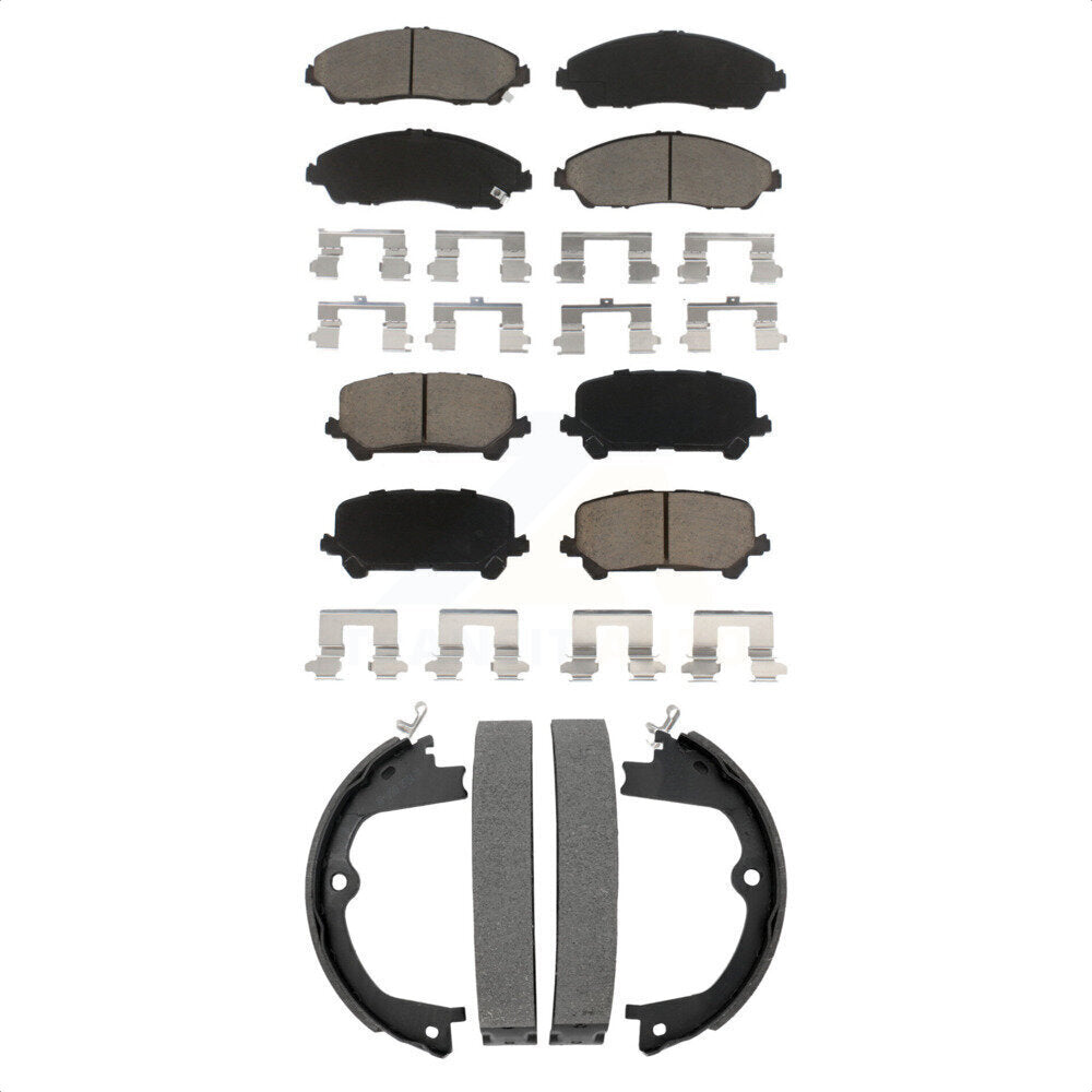 Front Rear Ceramic Brake Pads And Parking Shoes Kit For Honda Pilot Ridgeline Acura MDX KCN-100811