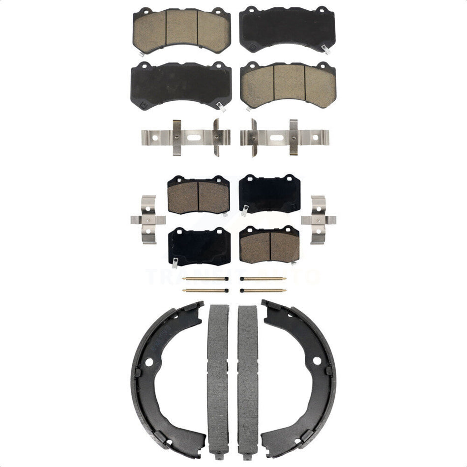 Front Rear Ceramic Brake Pads And Parking Shoes Kit For Chevrolet Camaro Cadillac CTS KCN-100814