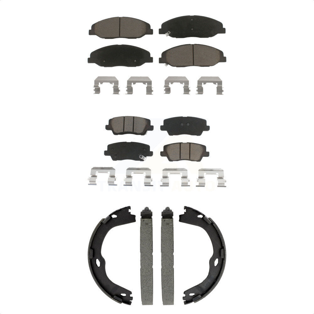 Front Rear Ceramic Brake Pads Parking Shoe Kit For Cadillac CTS Without Heavy Duty Brakes KCN-100818