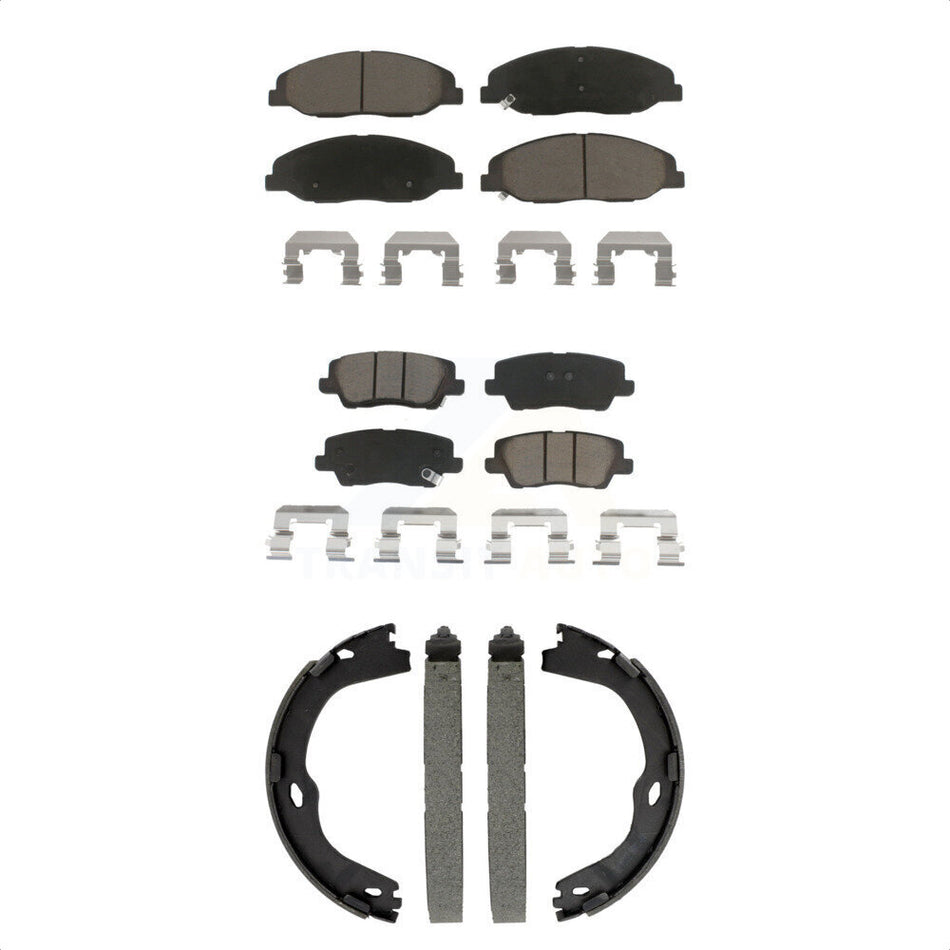 Front Rear Ceramic Brake Pads Parking Shoe Kit For Cadillac CTS Without Heavy Duty Brakes KCN-100818