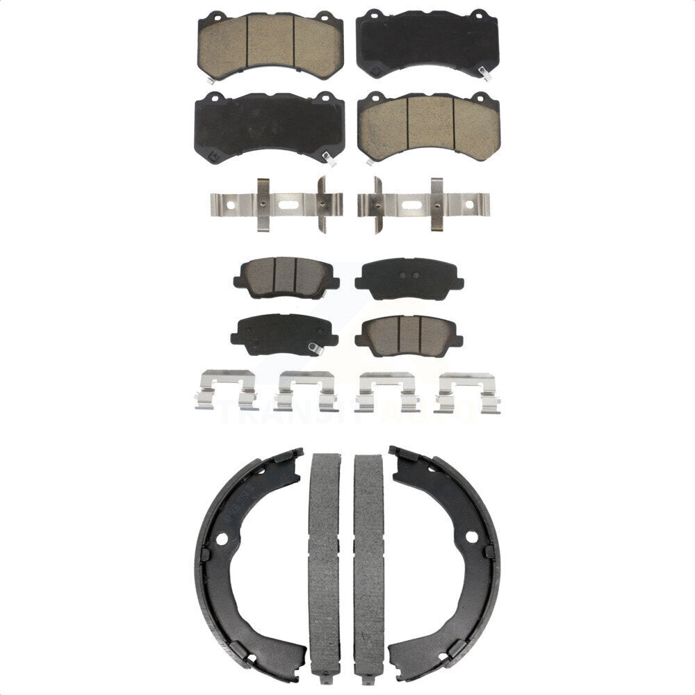 Front Rear Ceramic Brake Pads And Parking Shoes Kit For 2015 Cadillac CTS V with Coupe KCN-100819