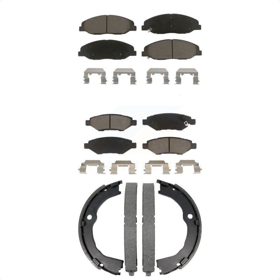 Front Rear Ceramic Brake Pads Parking Shoe Kit For Cadillac CTS Without Heavy Duty Brakes KCN-100820