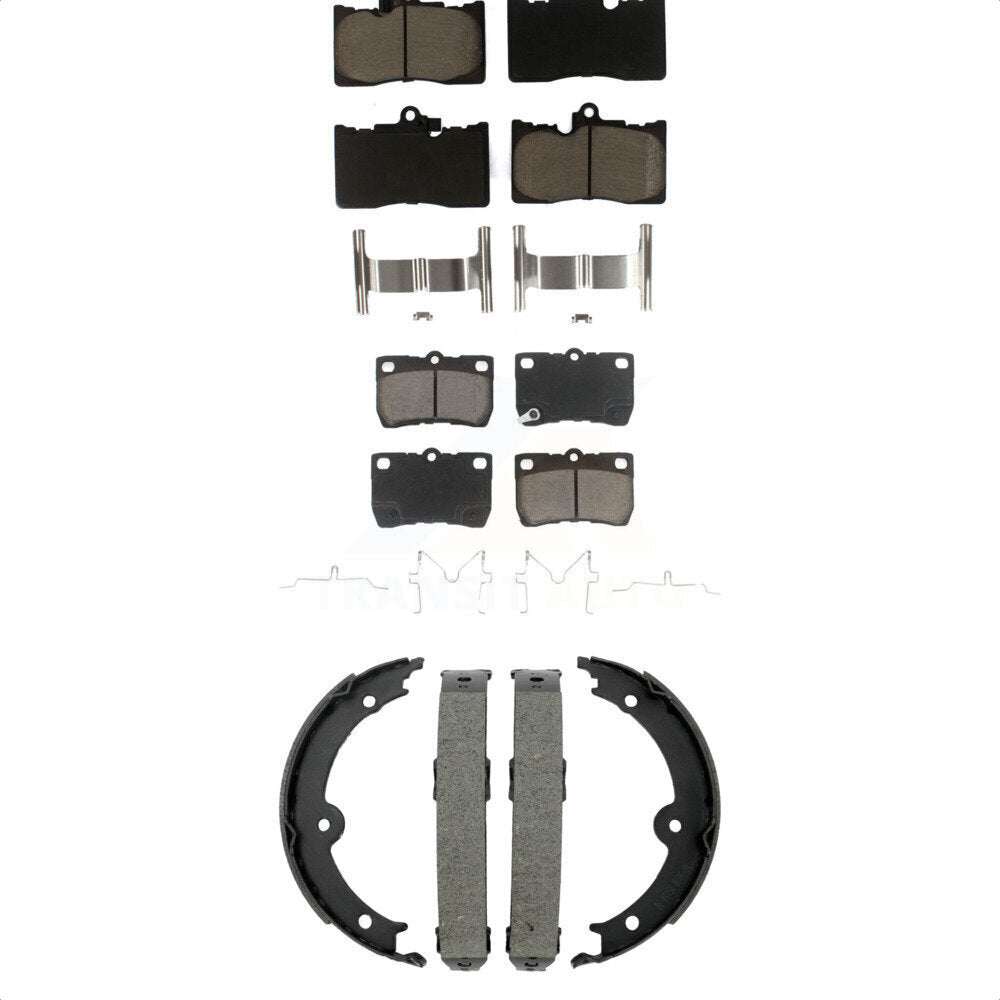 Front Rear Ceramic Brake Pads & Parking Shoe Kit For Lexus IS350 GS350 GS450h GS430 GS460 KCN-100838