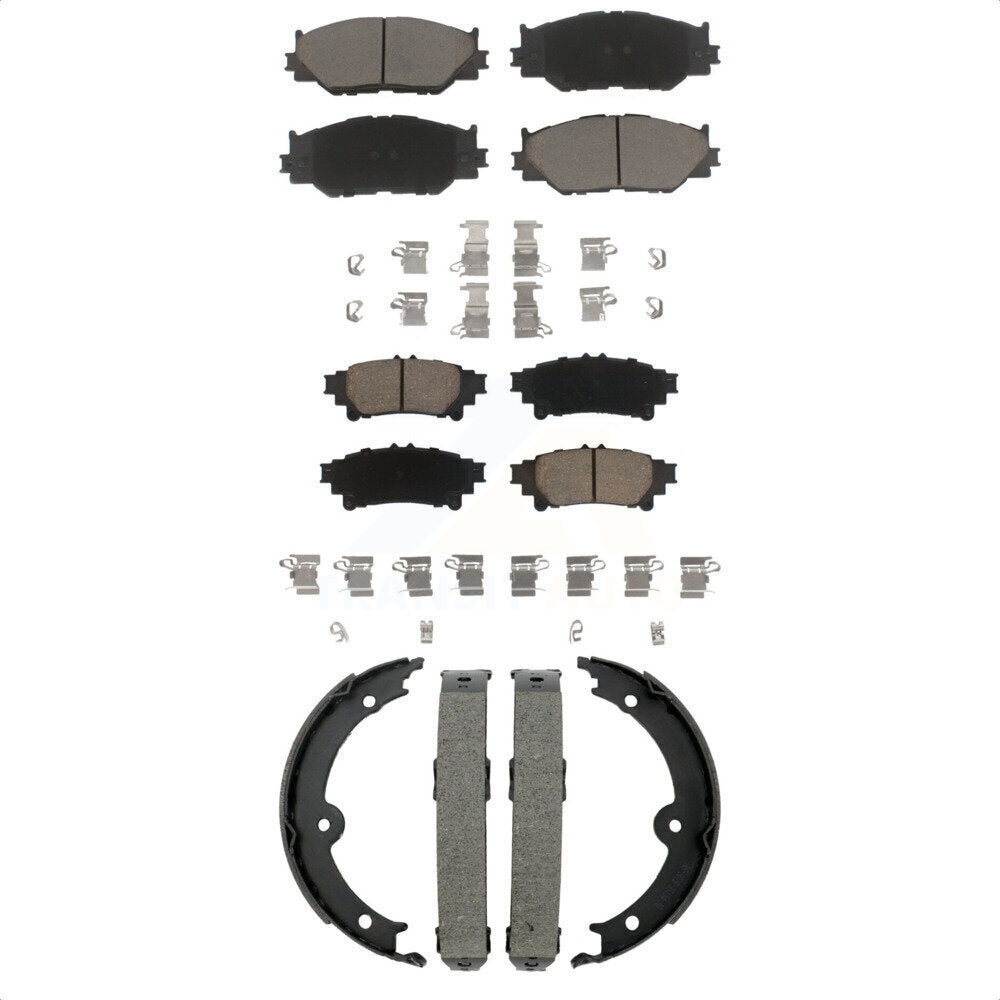 Front Rear Ceramic Brake Pads Parking Shoe Kit For 14-15 Lexus IS250 With F Sport Package KCN-100841