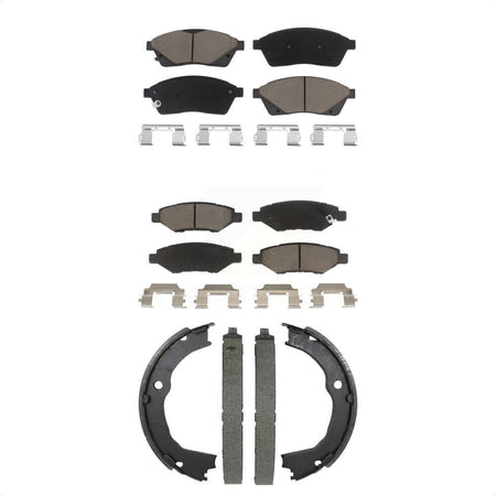 Front Rear Ceramic Brake Pads And Parking Shoes Kit For 2010-2016 Cadillac SRX KCN-100843