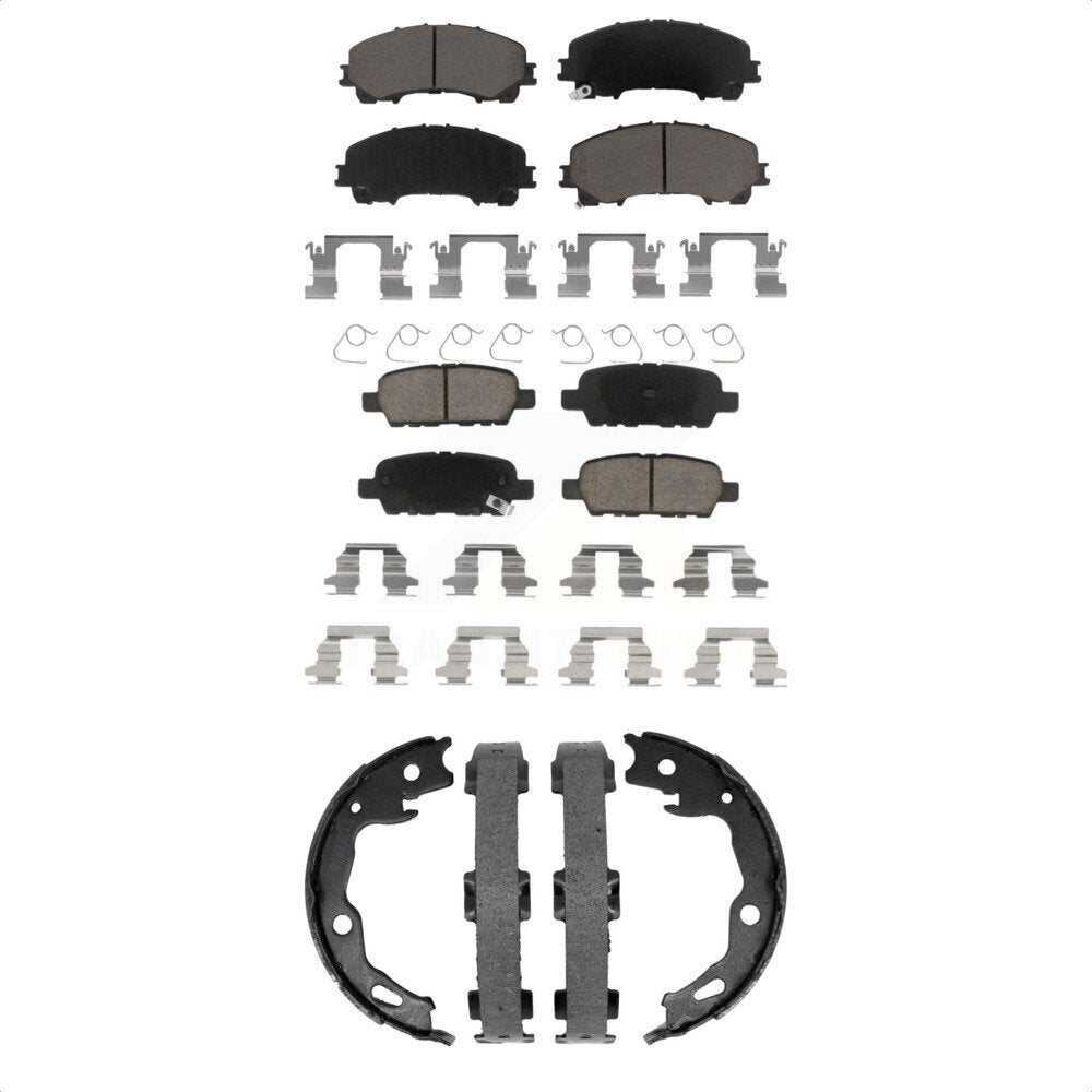 Front Rear Ceramic Brake Pads And Parking Shoes Kit For Nissan Rogue KCN-100845