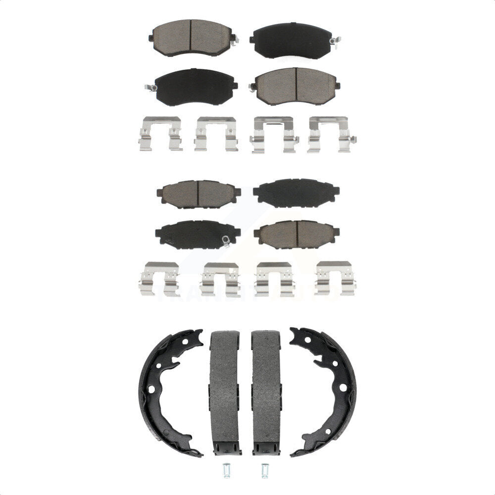 Front Rear Ceramic Brake Pads & Parking Shoe Kit For Subaru Forester Impreza XV Crosstrek KCN-100853