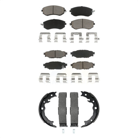 Front Rear Ceramic Brake Pads & Parking Shoe Kit For Subaru Forester Impreza XV Crosstrek KCN-100853