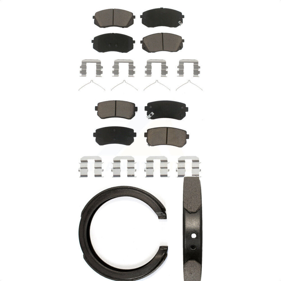 Front Rear Ceramic Brake Pads And Parking Shoes Kit For 2016 Hyundai Sonata GAS engine KCN-100855