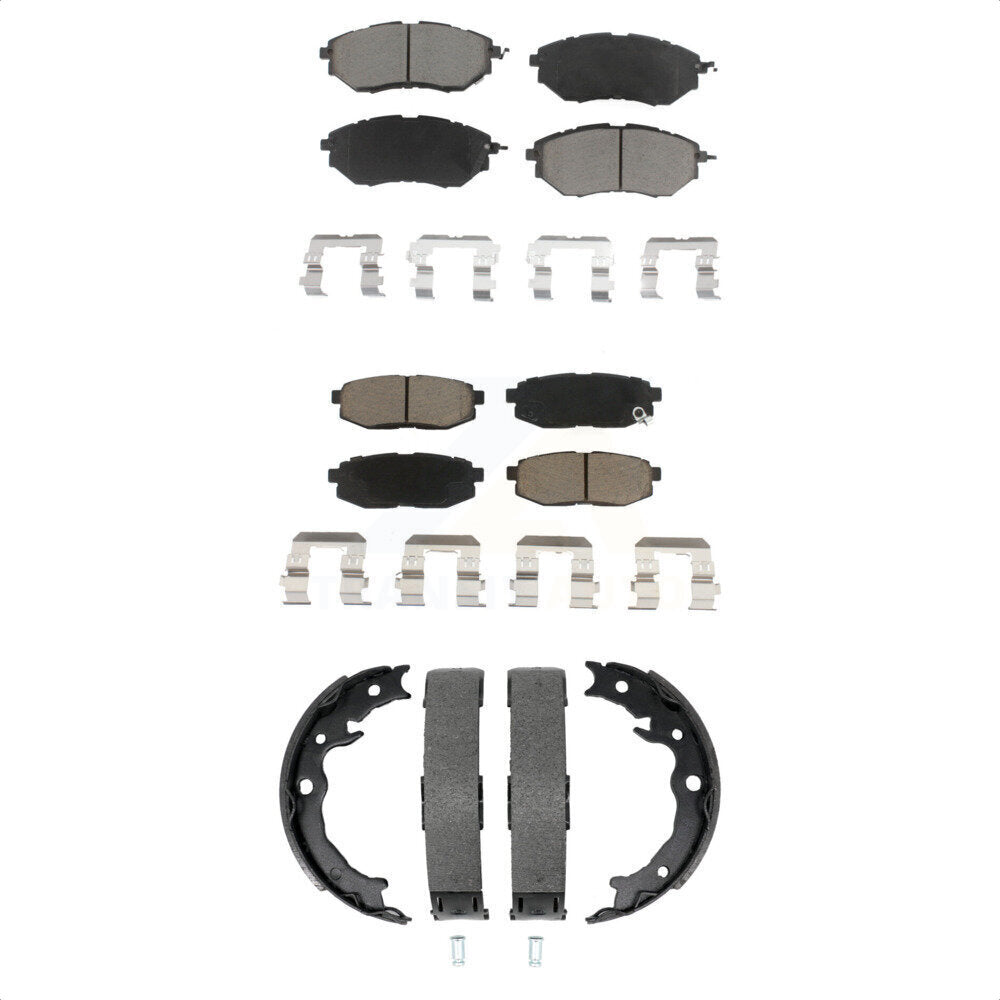 Front Rear Ceramic Brake Pads And Parking Shoes Kit For 2014-2018 Subaru Forester 2.0L KCN-100863