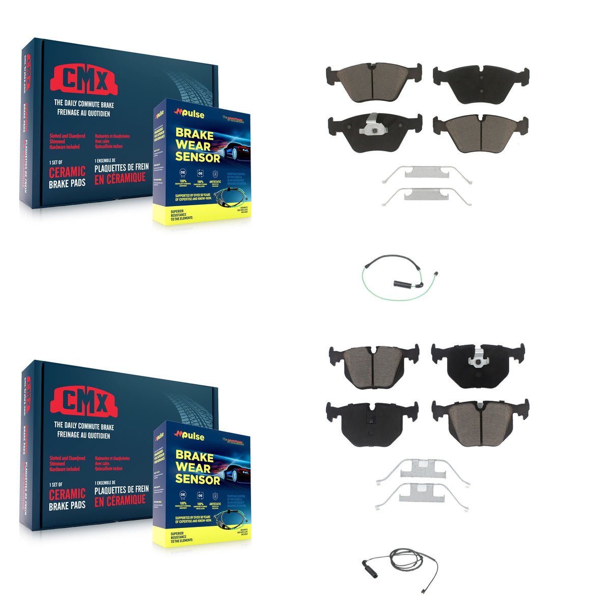 Front Rear Ceramic Disc Brake Pads And Wear Sensors Kit For BMW 330Ci 330i 330xi 3.0L KCW-100001