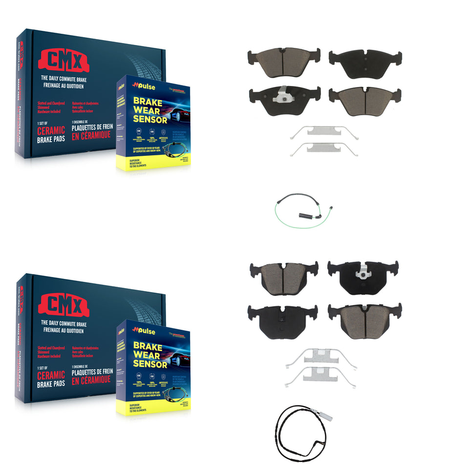 Front Rear Ceramic Disc Brake Pads And Wear Sensors Kit For 2005 BMW 330xi 3.0L KCW-100005