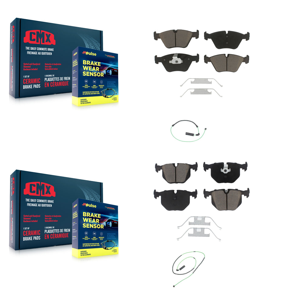 Front Rear Ceramic Disc Brake Pads And Wear Sensors Kit For 2005-2006 BMW M3 3.2L KCW-100006