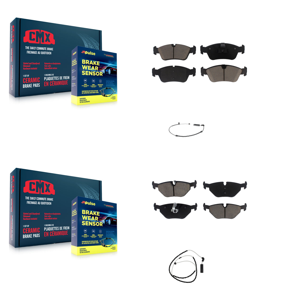 Front Rear Ceramic Disc Brake Pads And Wear Sensors Kit For BMW Z4 KCW-100008
