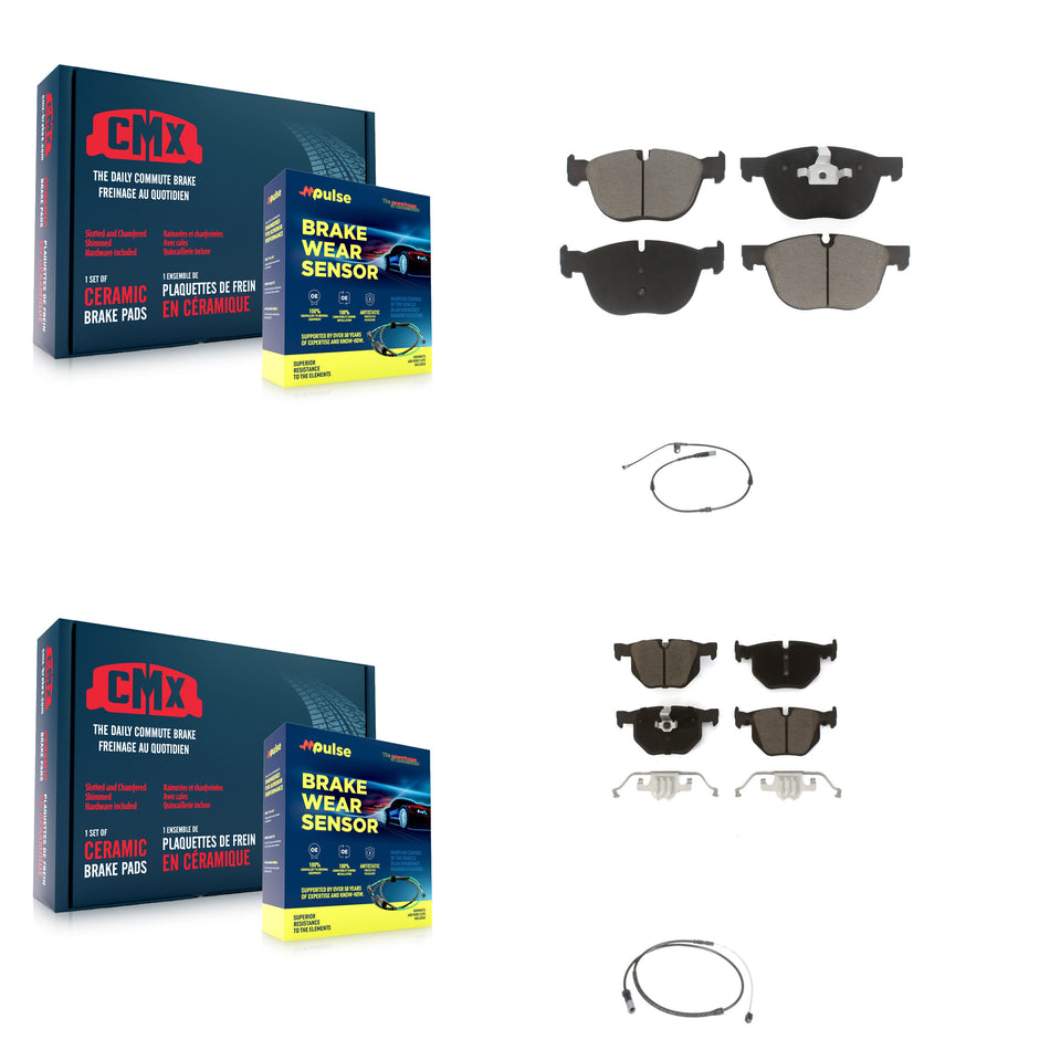 Front Rear Ceramic Disc Brake Pads And Wear Sensors Kit For BMW X5 X6 KCW-100010