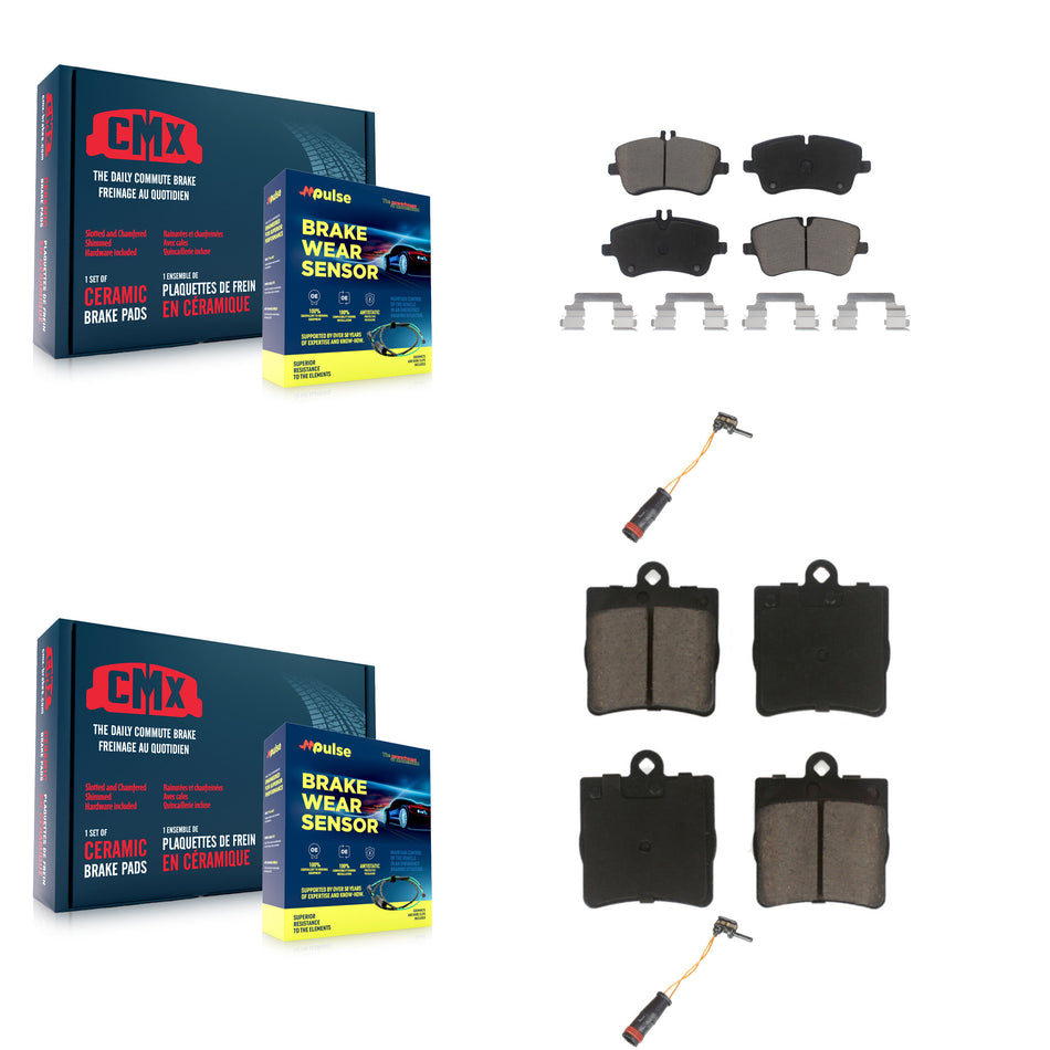 Front Rear Ceramic Disc Brake Pads And Wear Sensors Kit For Mercedes-Benz C230 C240 KCW-100035