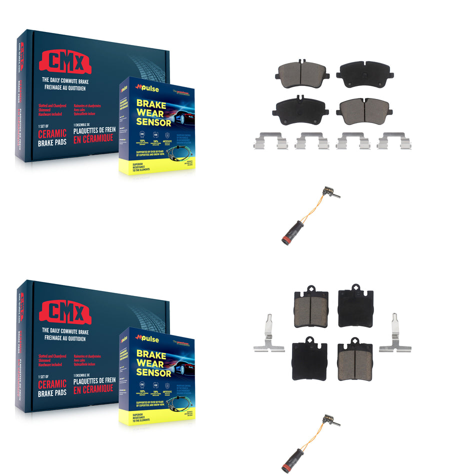 Front Rear Ceramic Disc Brake Pad Wear Sensor Kit For Mercedes-Benz C280 C320 CLK320 C350 KCW-100036