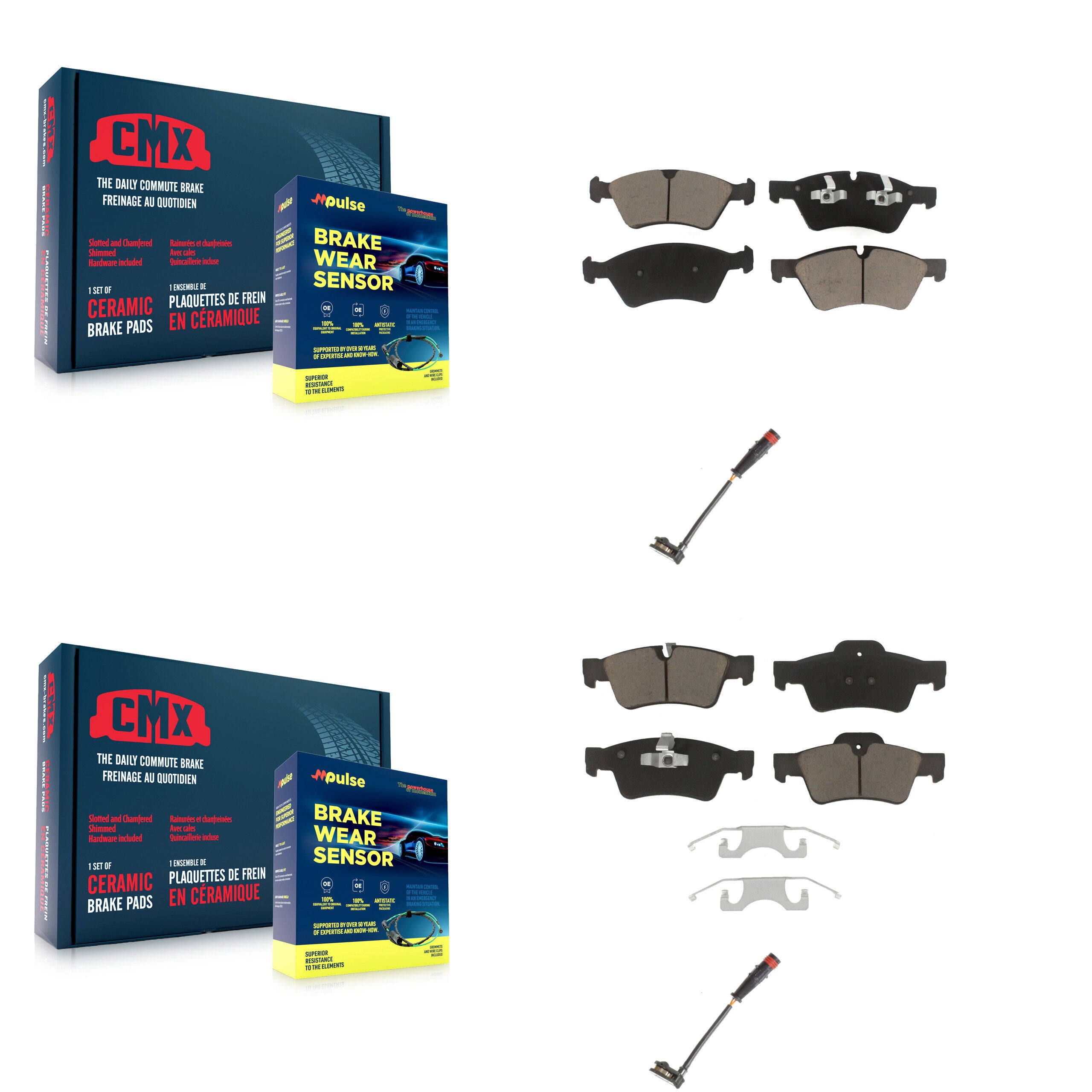 Front Rear Ceramic Brake Pad Wear Sensor Kit For Mercedes-Benz ML350 R350 GL450 ML500 G55 KCW-100047