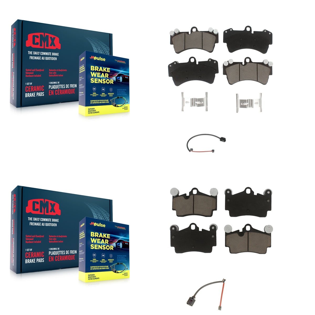 Front Rear Ceramic Disc Brake Pads And Wear Sensors Kit For Audi Q7 Porsche Cayenne KCW-100060