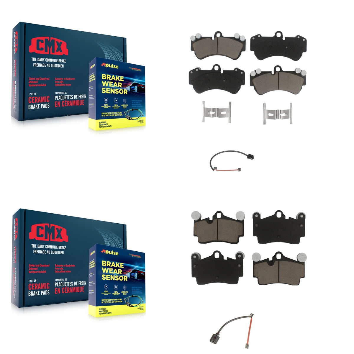Front Rear Ceramic Disc Brake Pads And Wear Sensors Kit For Porsche Cayenne KCW-100061