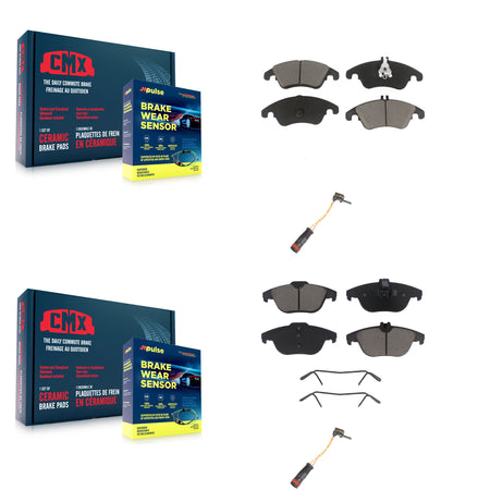 Front Rear Ceramic Brake Pad & Wear Sensor Kit For Mercedes-Benz C300 C350 E350 E550 E400 KCW-100064