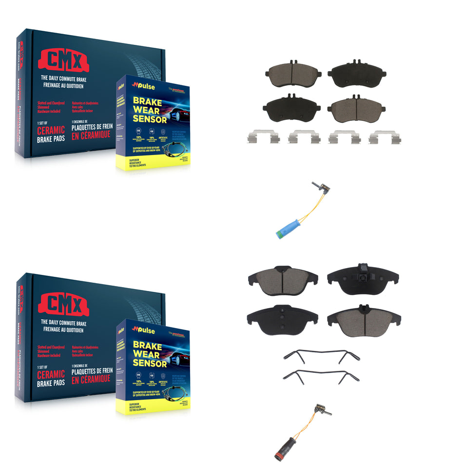 Front Rear Ceramic Brake Pad Wear Sensor Kit For Mercedes-Benz C250 Without Sport Package KCW-100065