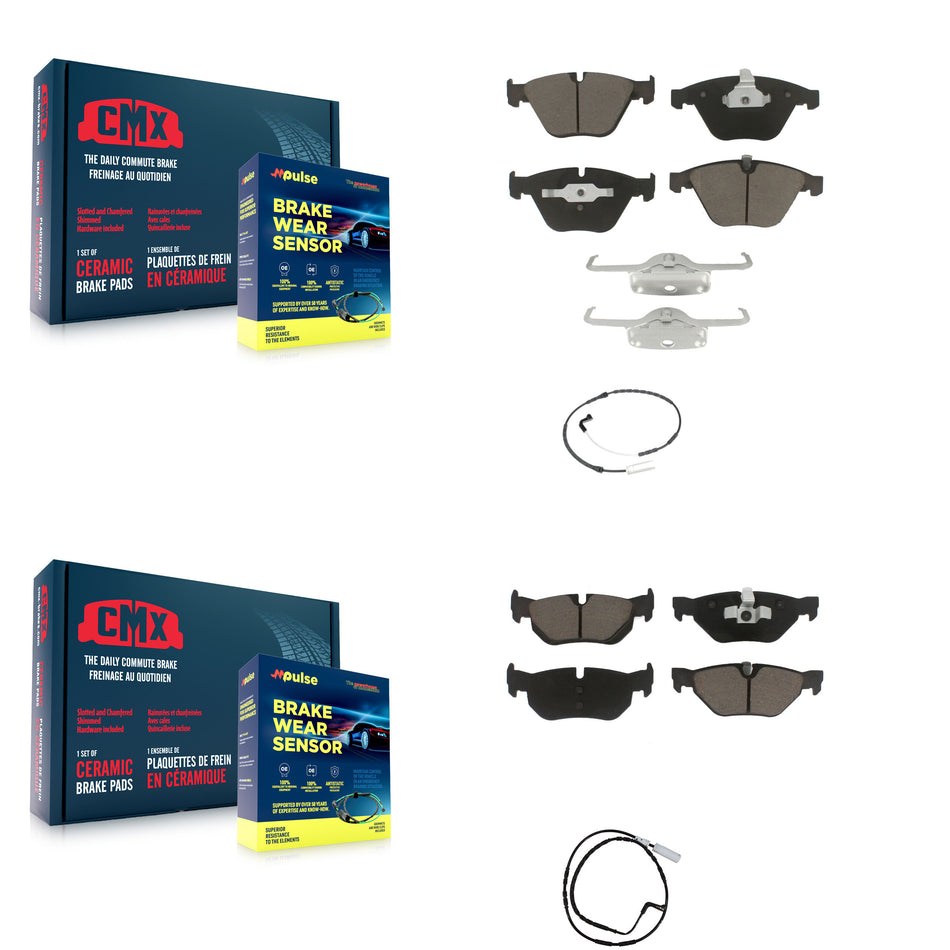 Front Rear Ceramic Disc Brake Pads And Wear Sensor Kit For 2009-2010 BMW 328i xDrive 3.0L KCW-100080