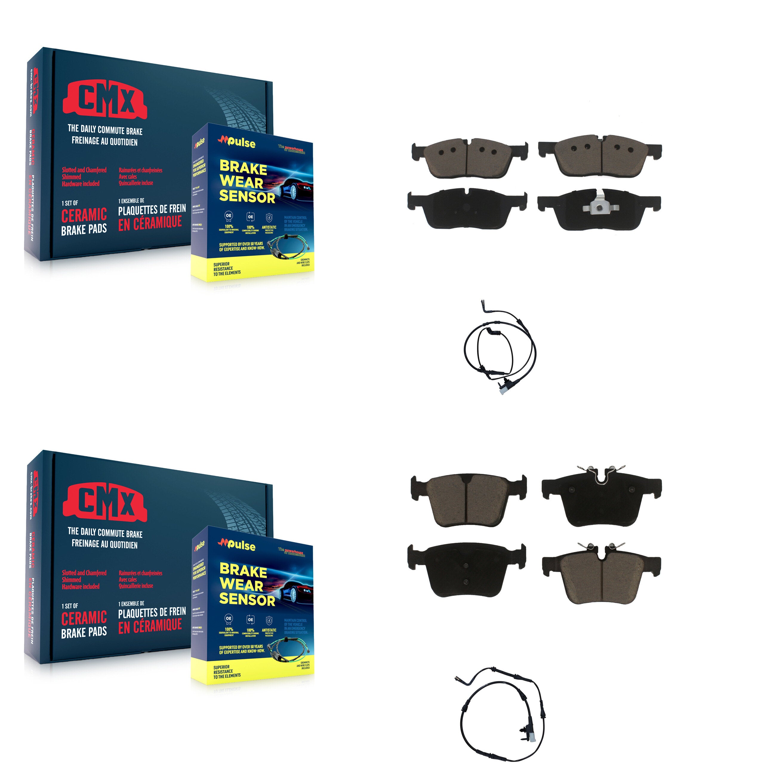 Front Rear Ceramic Disc Brake Pads And Wear Sensors Kit For Land Rover Discovery Sport KCW-100090