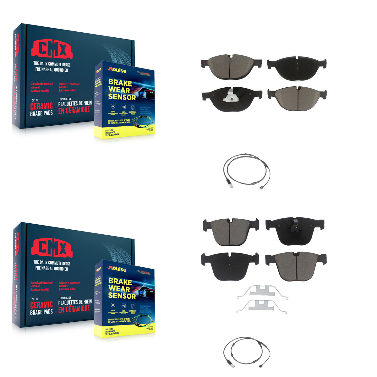 Front Rear Ceramic Disc Brake Pads And Wear Sensors Kit For 2012 BMW 750i GAS engine KCW-100101