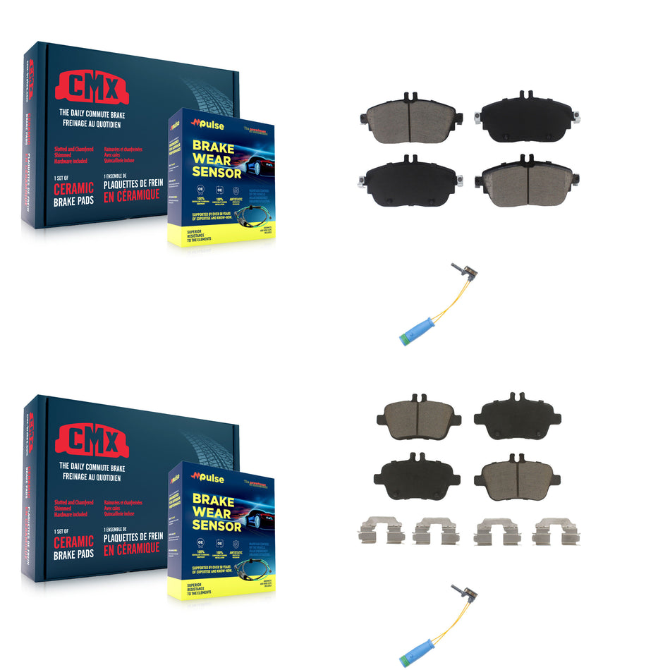 Front Rear Ceramic Disc Brake Pads & Wear Sensor Kit For Mercedes-Benz CLA250 GLA250 2.0L KCW-100108
