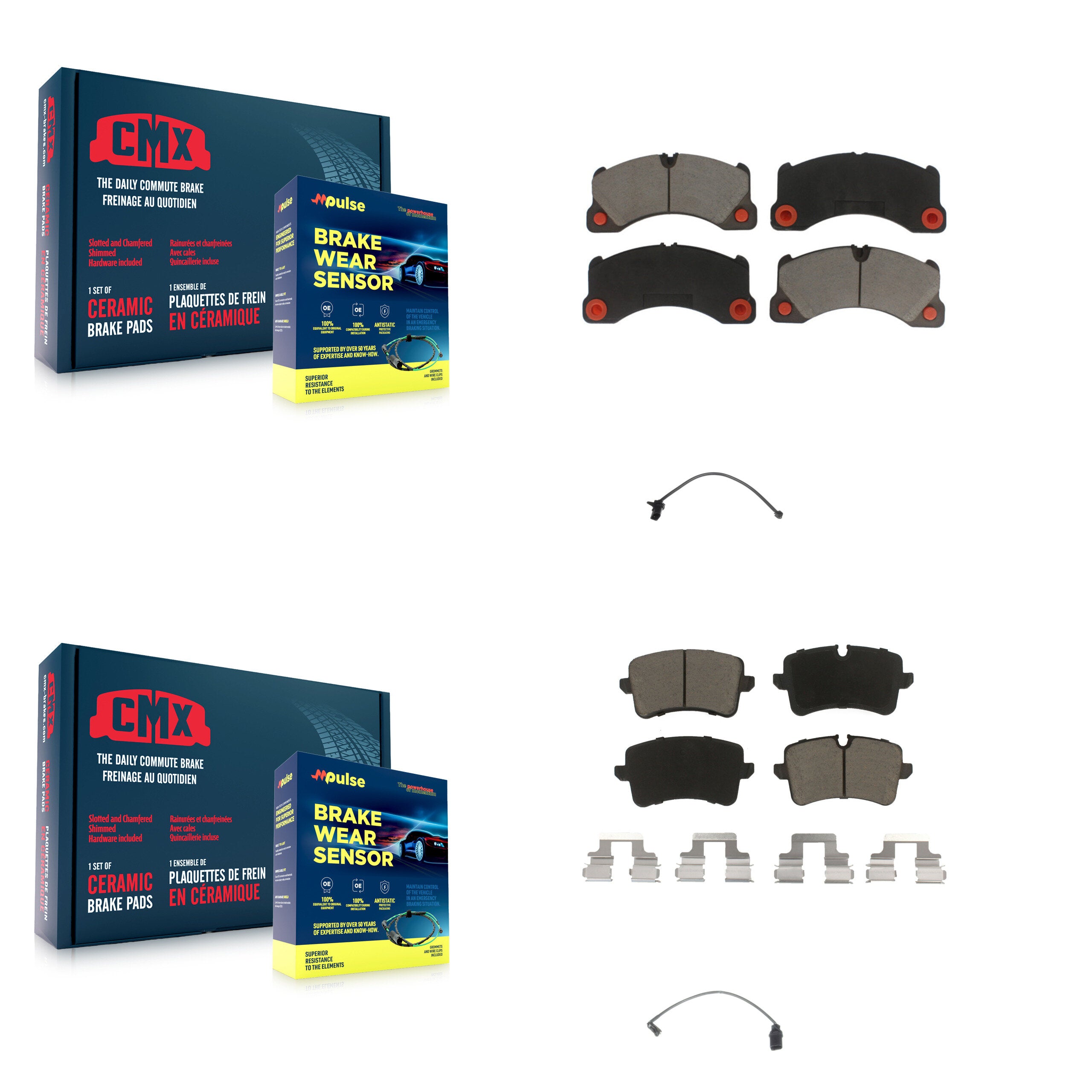 Front Rear Ceramic Disc Brake Pads Wear Sensor Kit For Porsche Macan except Rotor KCW-100114