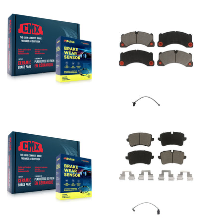 Front Rear Ceramic Disc Brake Pads Wear Sensor Kit For Porsche Macan except Rotor KCW-100114