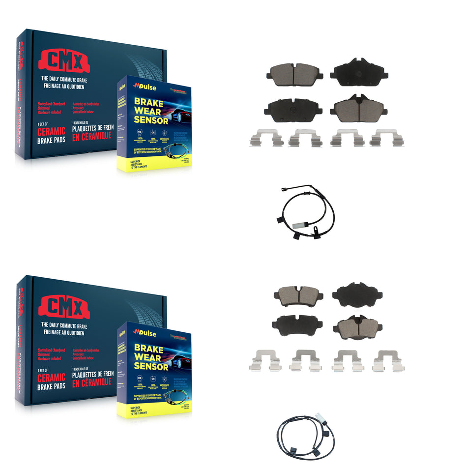 Front Rear Ceramic Disc Brake Pads And Wear Sensors Kit For Mini Cooper 1.6L KCW-100119