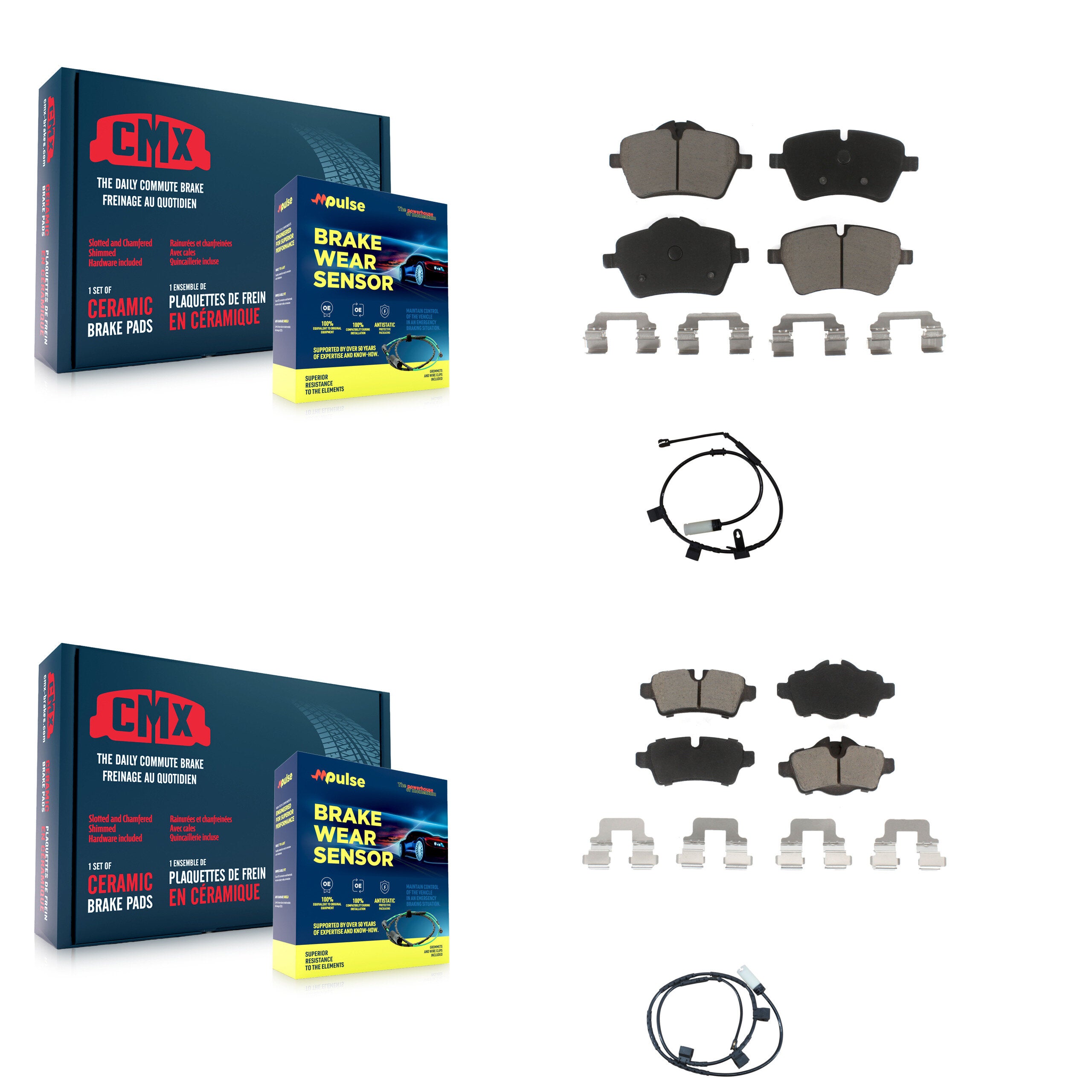 Front Rear Ceramic Disc Brake Pads And Wear Sensors Kit For Mini Cooper 1.6L KCW-100120