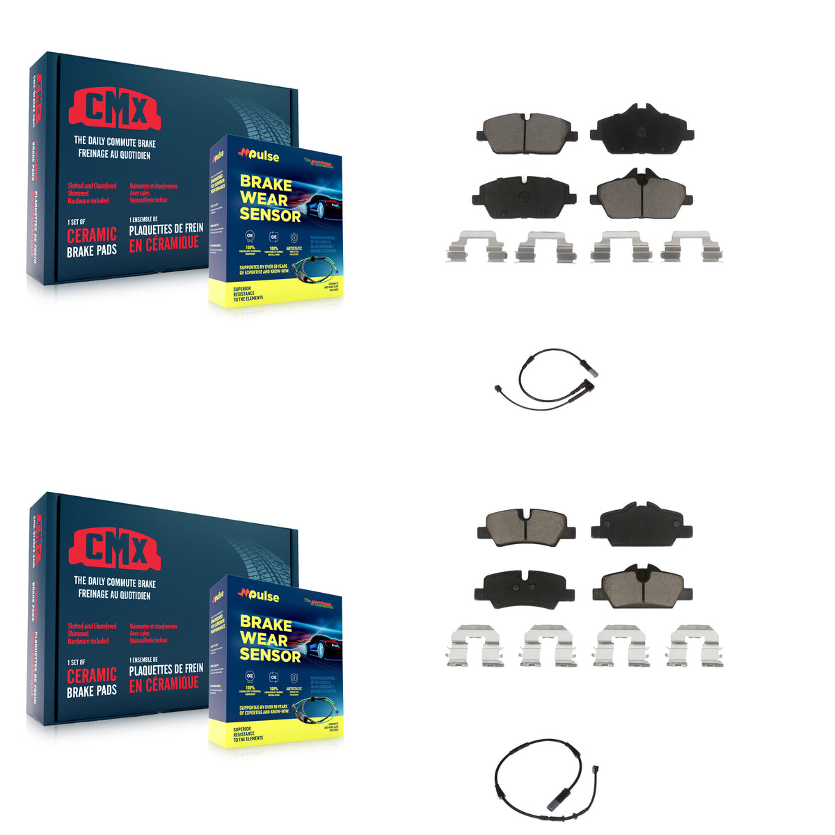 Front Rear Ceramic Disc Brake Pads And Wear Sensors Kit For Mini Cooper KCW-100124