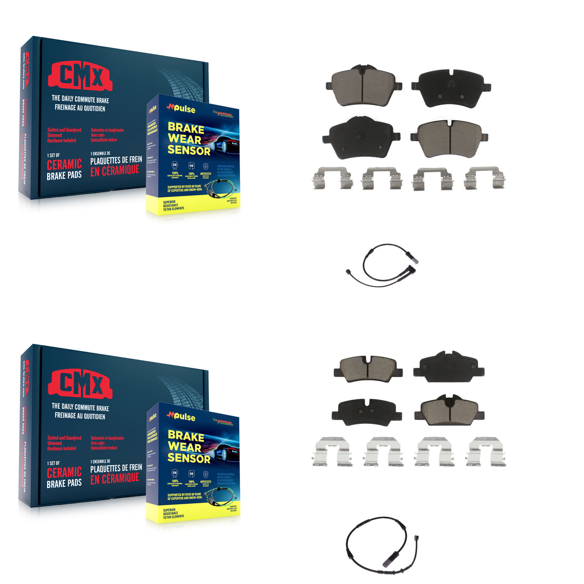 Front Rear Ceramic Disc Brake Pads And Wear Sensors Kit For Mini Cooper KCW-100126
