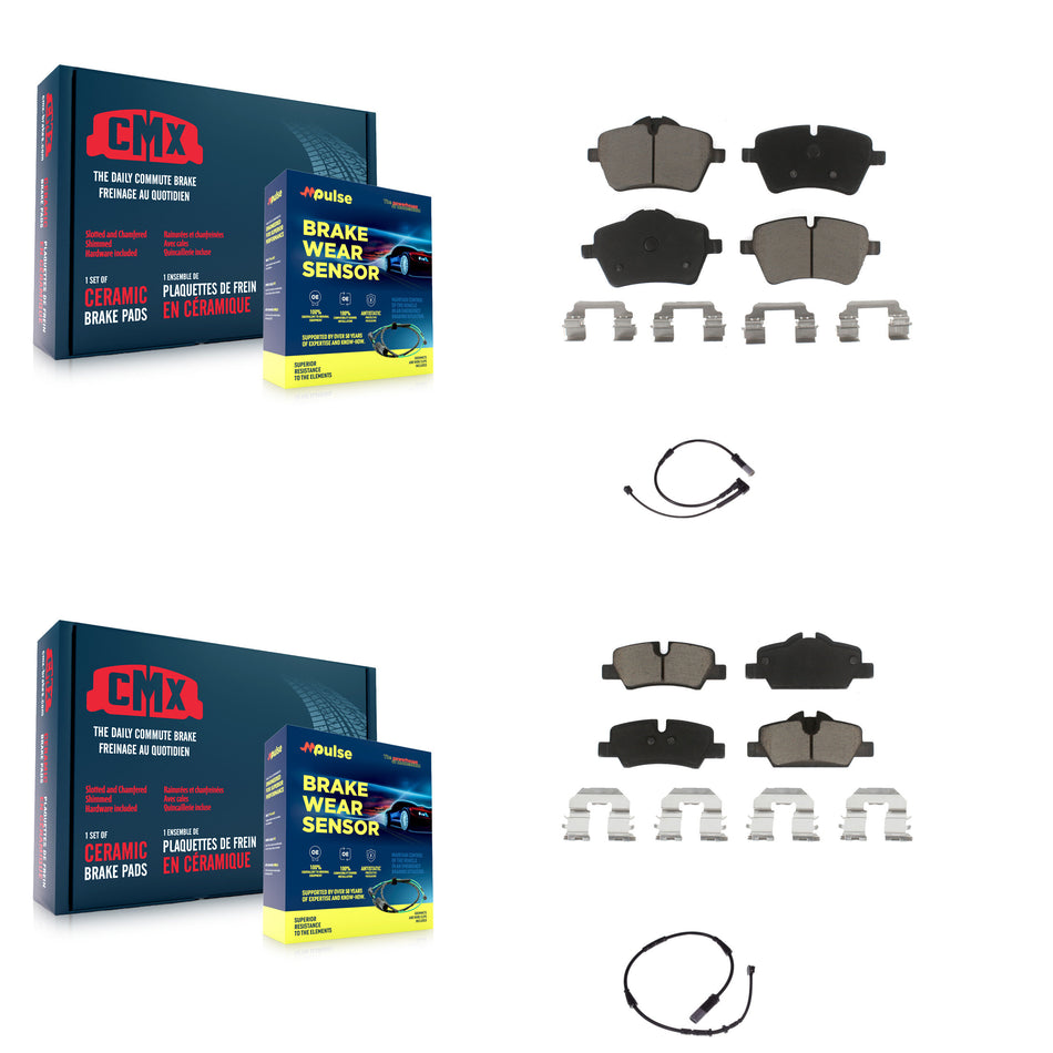 Front Rear Ceramic Disc Brake Pads And Wear Sensors Kit For Mini Cooper KCW-100126