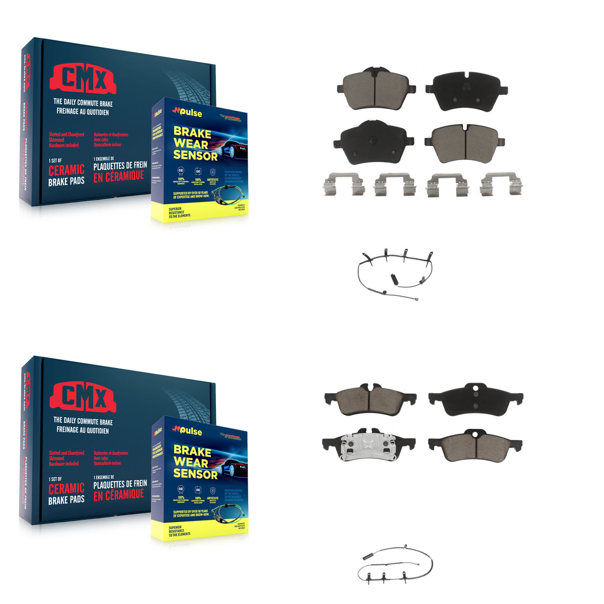 Front Rear Ceramic Disc Brake Pads And Wear Sensors Kit For Mini Cooper KCW-100129